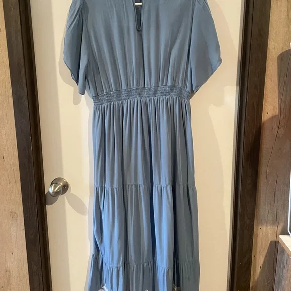 Polagram Blue Maxi Dress with White Embroidery - Picture 2 of 3